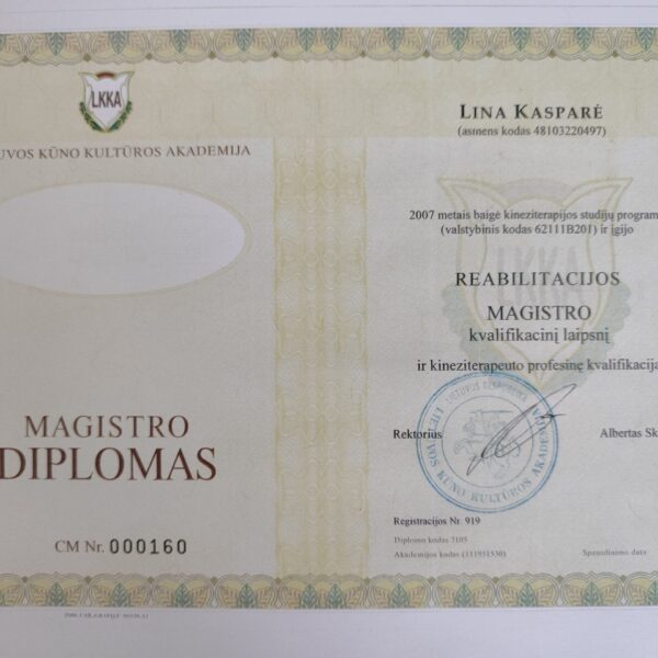 Kineziterapiautė Šiauliuose