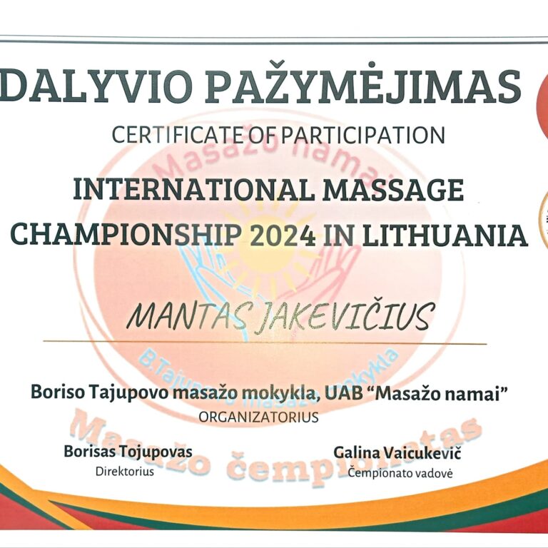 TARPTAUTINIS ATVIRAS MASAŽO ČEMPIONATAS LIETUVOJE